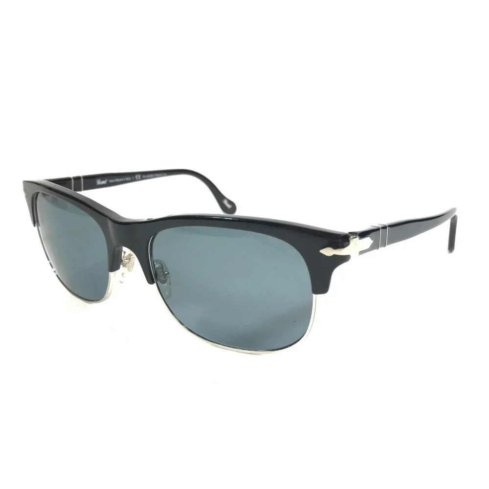 Persol Sunglasses 3034-S 95/4N Polished Black Silver with Blue Polarized Lenses